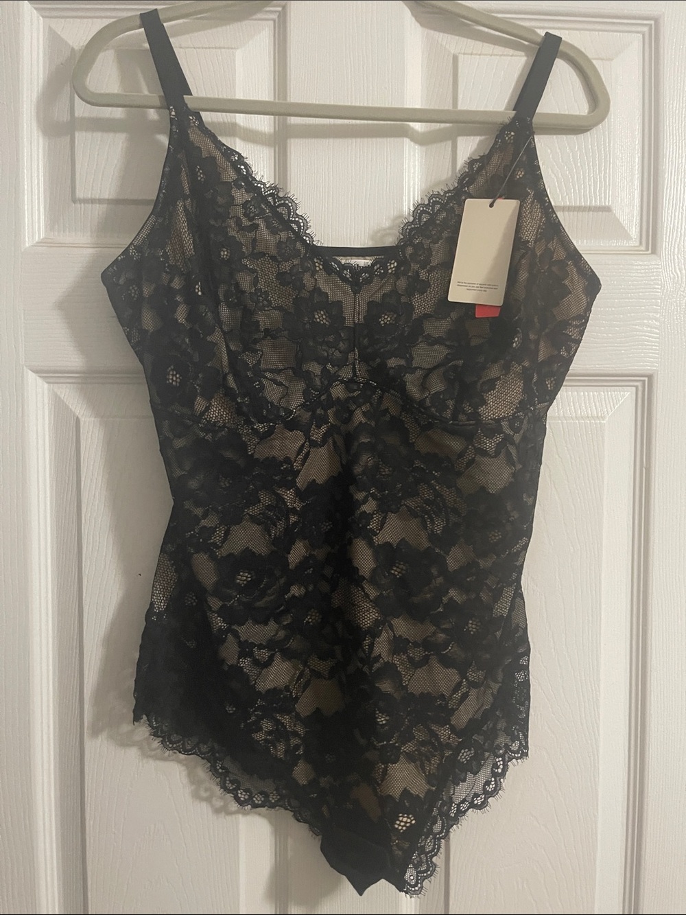 Black Lace Chemise with Nude Lining - Elegant Women's Slip